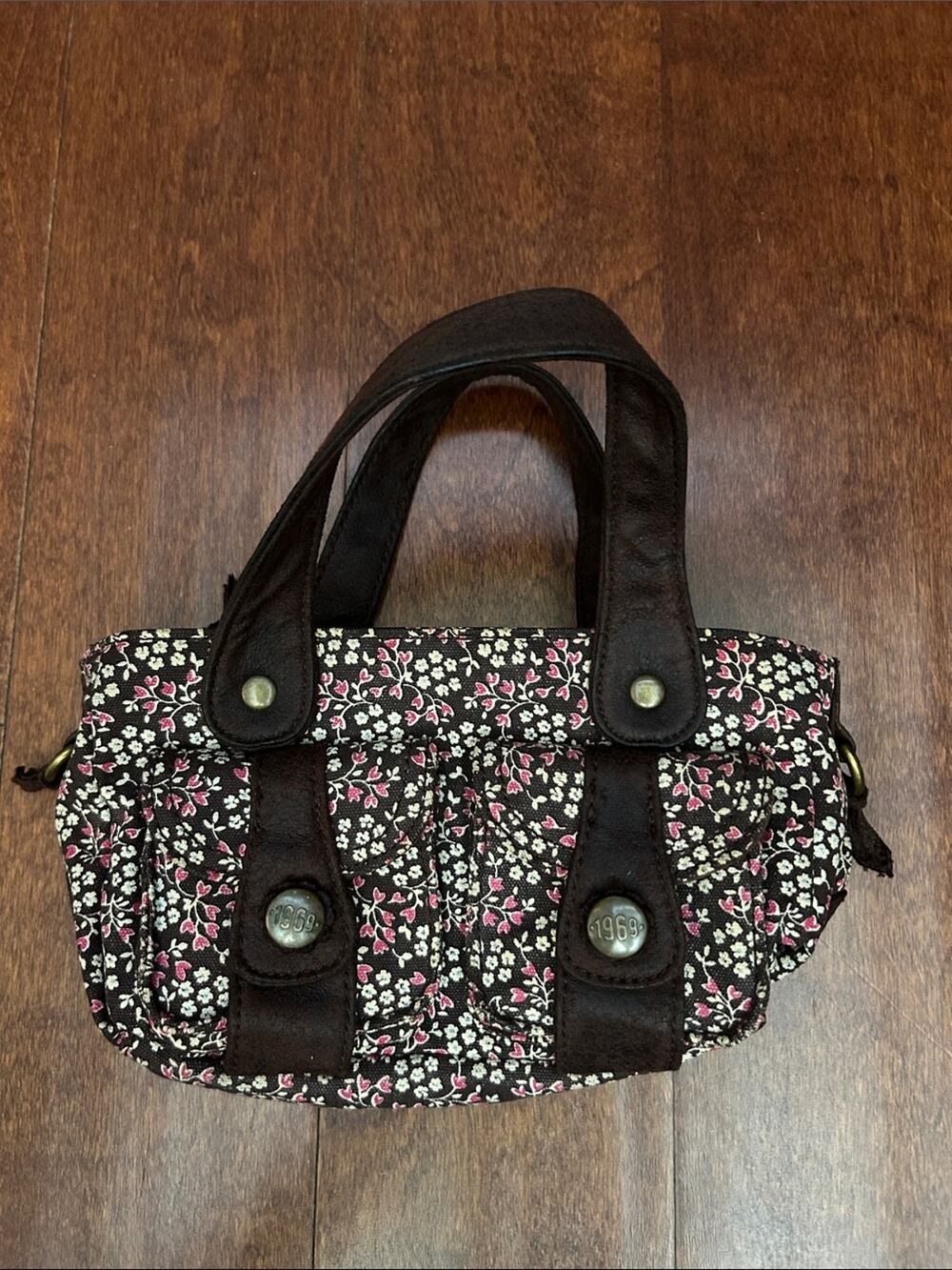 Vintage GAP Floral Mini Handbag with Dark Brown Trim